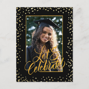 Carte Postale Class of 2023 Gold Confetti Elegant Graduation
