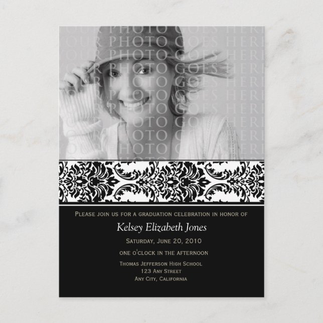 Carte Postale Classe de 2012 Graduation Invitation Postcard (Devant)