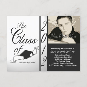 Carte Postale Classe de 2012 Photo invitation Black