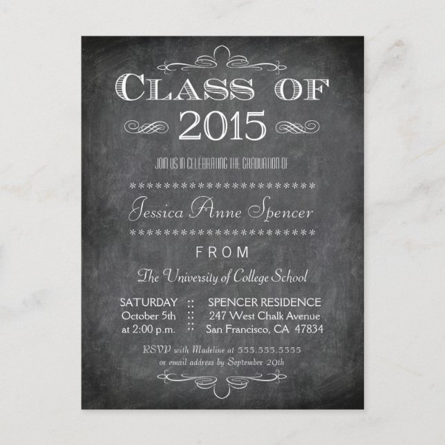 Carte Postale Classe de 2015 invitation de la fête de graduation (Devant)