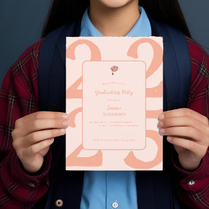 Carte Postale Classe de 2025 Elégant Minimalist Graduation Party