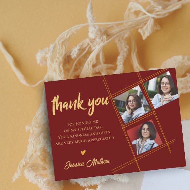 Carte Postale Classe de Merci Red Multi Photo Graduation 2023 (Créateur téléchargé)