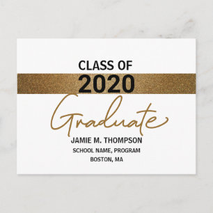 Carte Postale Classe d'impression Gold de 2020 Graduation faire-