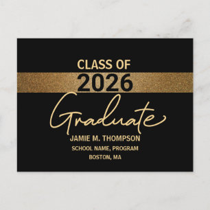 Carte Postale Classe d'or noir de 2023 faire-part de graduation