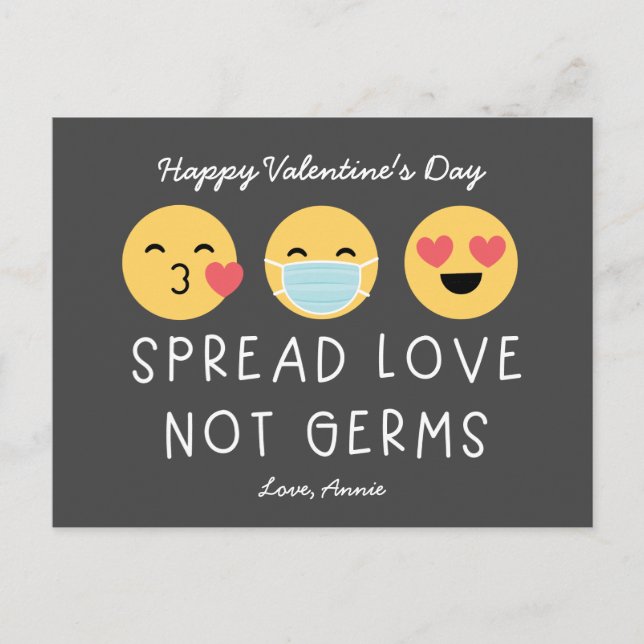 Carte Postale Classe Emoji Valentine - Gris (Devant)