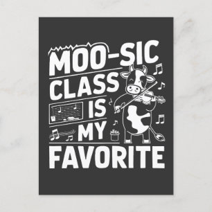 Carte Postale Classe Moo-sic est ma Favorite Funny Moo Cow Schoo