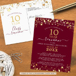Carte Postale Classe Réunion Bourgogne Or Étoiles Lumière Chaque<br><div class="desc">Une carte postale moderne et élégante pour toute réunion d'année (présentée pour 10 ans) avec des étoiles et des lumières dorées, une typographie manuscrite élégante et un arrière - plan de couleur personnalisé (montré en bordeaux) que vous pouvez changer à votre couleur d'école ou de thème de fête. Tout le...</div>