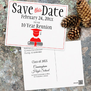 Carte Postale Classe Reunion Enregistrer La Date Minimaliste Red
