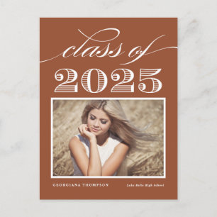 Carte Postale Classe Terracotta de 2024 Script Photo Graduation