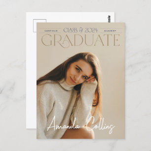 Carte Postale Classic & Elegant Headline Photo Grad Faire-part