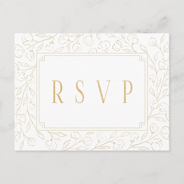 Carte Postale Classic Floral Mariage Repas Choix RSVP (Devant)