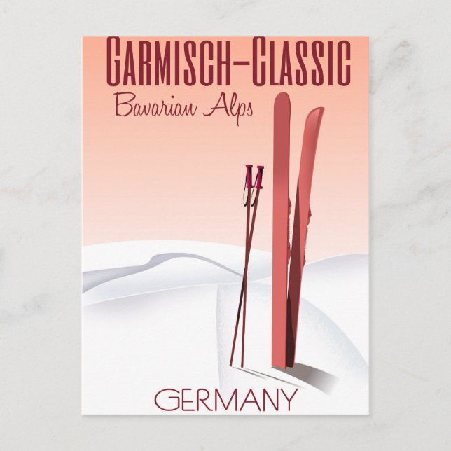 Carte Postale Classic Garmisch, Alpes bavaroises poster ski (Devant)