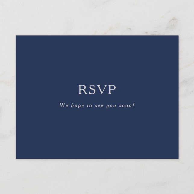 Carte Postale Classic Minimal Navy Blue Silver Song Request RSVP (Devant)