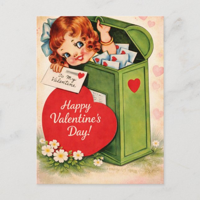 Carte Postale Classic Retro Style Valentine’s Postcard  (Devant)