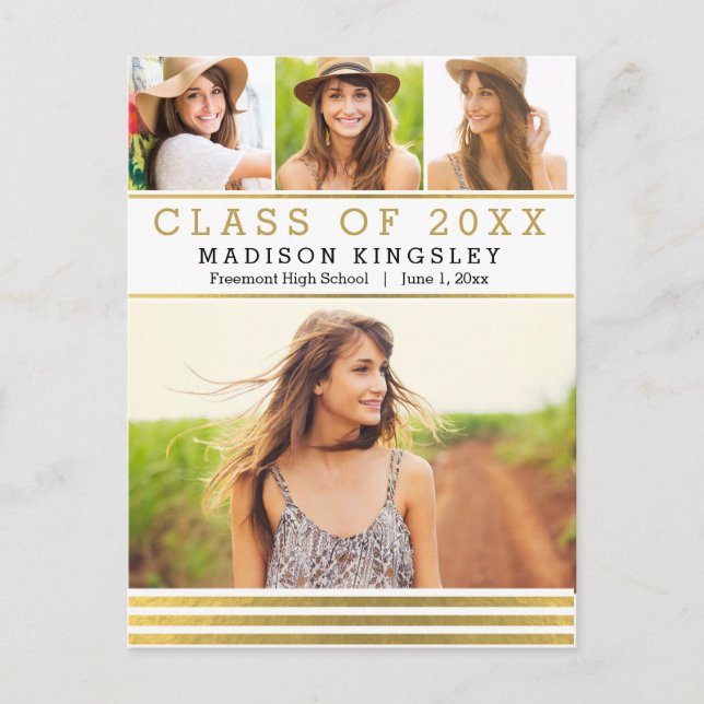 Carte Postale Classic Stripes Graduation Faire-par (Devant)