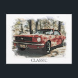 Carte Postale *~* Classic Vintage Antique Peinture Muscle Cheval<br><div class="desc">(rechercher AP11 pour les produits à thème du véhicule) CARTE POST CARTE POSTALE - CARTES CLASSIQUES RETRO - Peintures Digital Enhanced de style Grunge - PERSONNALISER LE TEXTE SI VOUS LE SOUHAITEZ. - Voiture. Le Mustang a une toile de fond de forêt. Le cadre arrière - plan est BLANC. Le...</div>