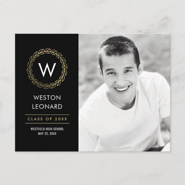 Carte postale Classic Wreath Editable Color Gradua (Devant)