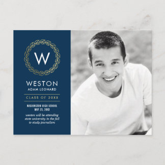 Carte Postale Classic Wreath EDITABLE COULEUR Graduation