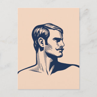 Carte Postale Classique Élégant – Art de Linogravure Minimaliste