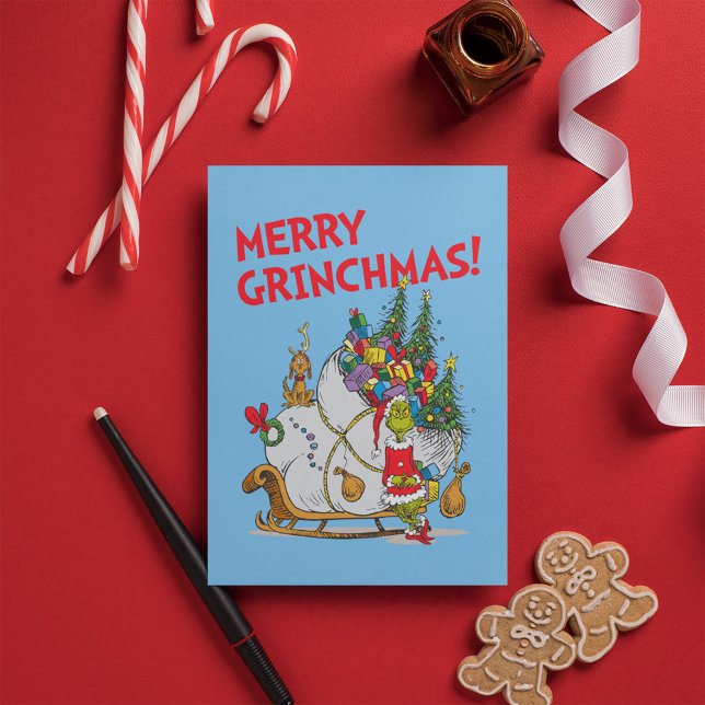 Carte Postale Classique Le Grinch | Le Grinch & Max Fugue en tra (Créateur téléchargé)