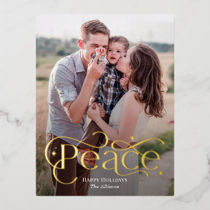 Carte postale classique Peace Foil Photo Holiday