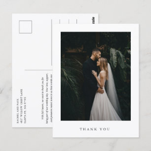 Carte Postale Classique Photo de Mariage Formel Merci Éternel