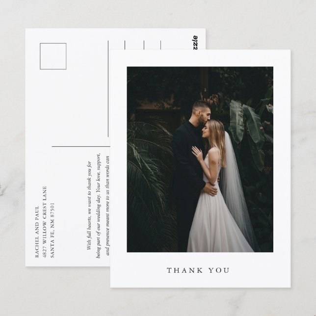 Carte Postale Classique Photo de Mariage Formel Merci Éternel (Devant / Derrière)