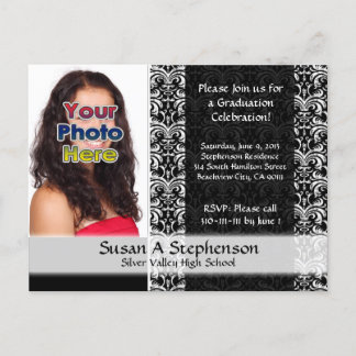 Carte Postale Classy Damask Graduation Party Invitation Photo