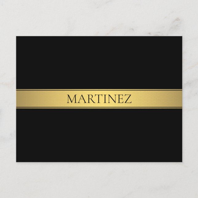 Carte Postale Classy Faux Gold Stripe & Black Arrière - plan ou  (Devant)