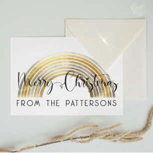 Carte Postale  Classy Golden Rainbow Family Name Merry Christmas