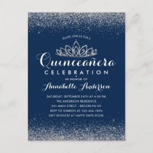 Carte Postale Classy Royal Blue Quinceañera Parties scintillant 