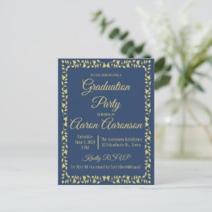 Carte Postale Classy Stylish Gold sur l'Invitation de graduation