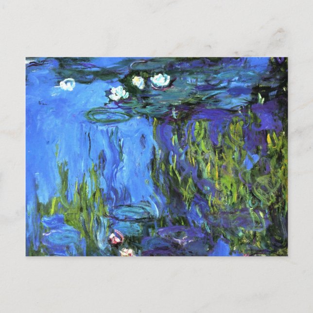 Carte Postale Claude Monet art : Water-Lilies, indigo bleu (Devant)
