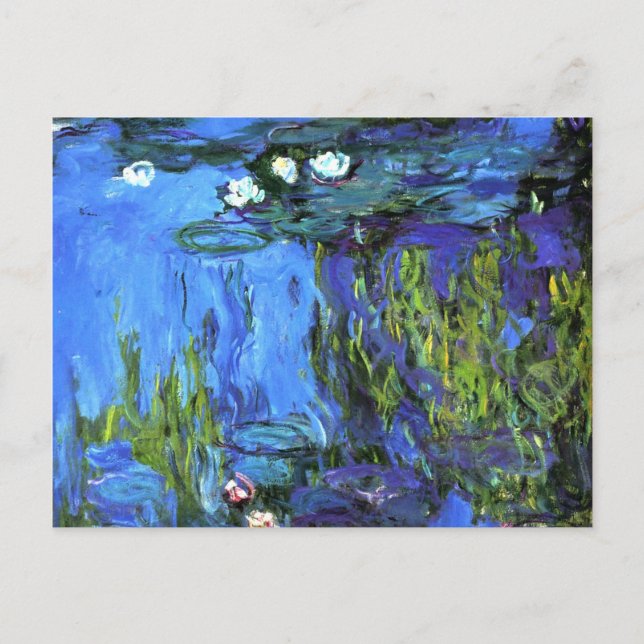 Carte Postale Claude Monet art : Water-Lilies, indigo bleu (Devant)