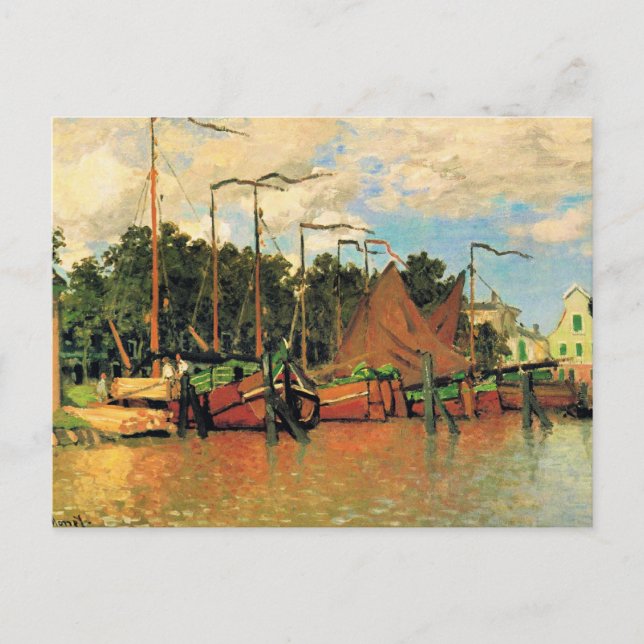 Carte Postale Claude Monet, Bateaux à Zaandam, (Devant)
