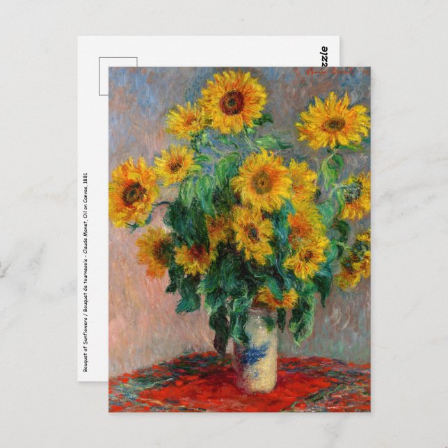 Carte Postale Claude Monet - Bouquet de tournesols (Devant / Derrière)