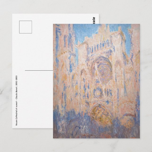 Carte Postale Claude Monet - Cathédrale de Rouen au coucher du s (Devant / Derrière)