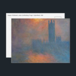 Carte Postale Claude Monet - Chambres du Parlement Londres<br><div class="desc">Chambres du Parlement,  Londres,  Sun Breaking Through / Londres,  le Parlement,  Trouée de soleil dans le brouillard par Claude Monet en 1904</div>