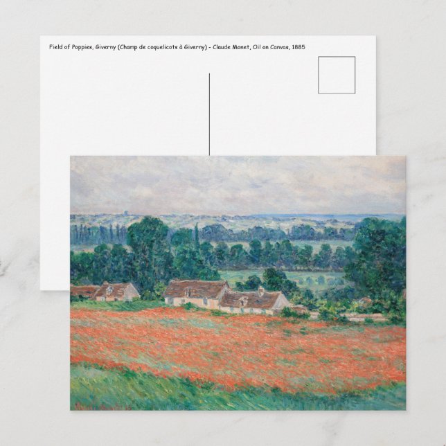 Carte Postale Claude Monet - Champ de coquelicots, Giverny (Devant / Derrière)
