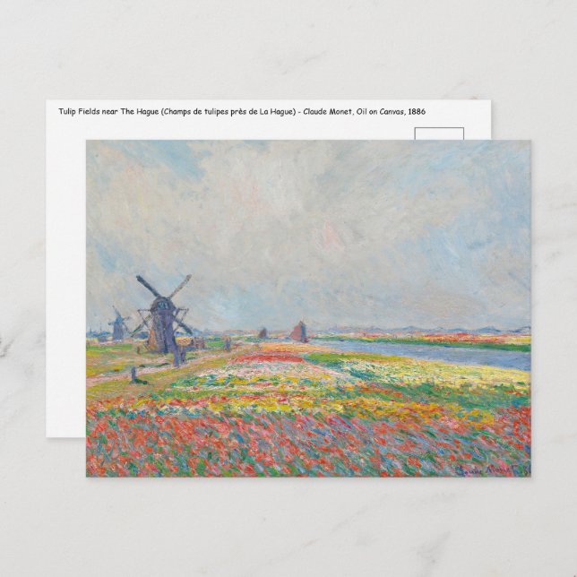 Carte Postale Claude Monet - Champs de tulipe près de La Haye (Devant / Derrière)