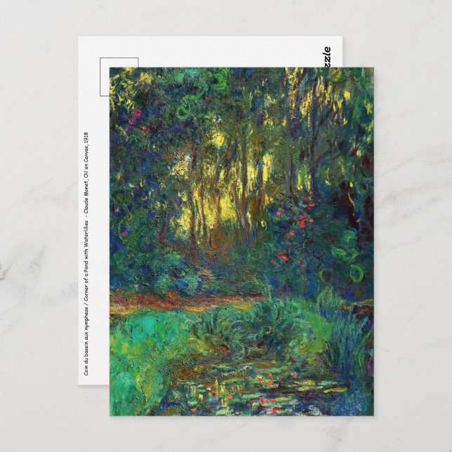 Carte Postale Claude Monet - Coin d'étang avec nénuphars (Devant / Derrière)
