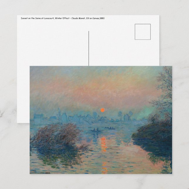 Carte Postale Claude Monet - Coucher de soleil sur la Seine à La (Devant / Derrière)