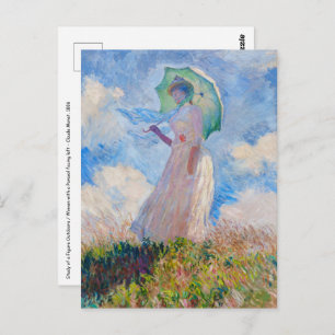 Carte Postale Claude Monet - Femme avec Parasol face à gauche