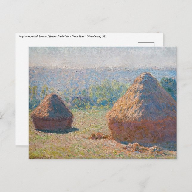 Carte Postale Claude Monet - Haystacks, fin de l'été (Devant / Derrière)