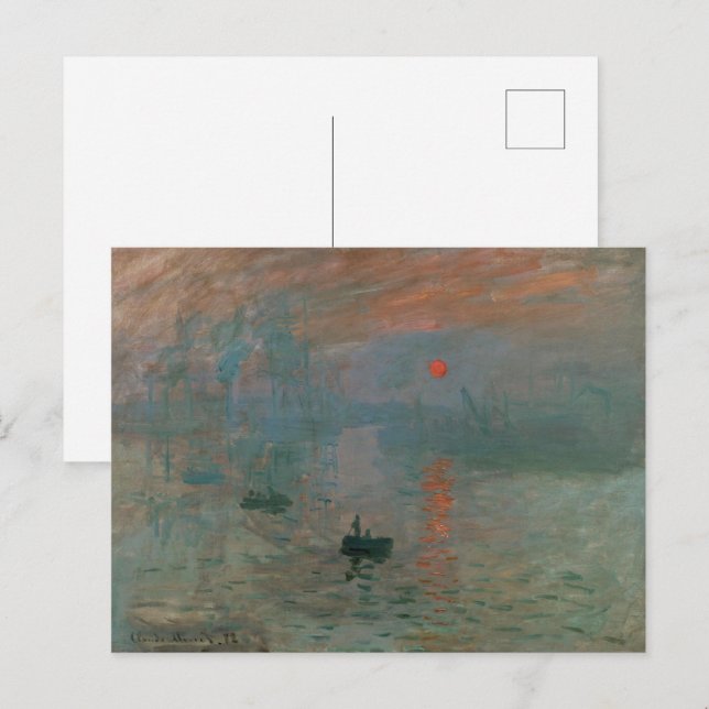 Carte Postale Claude Monet Impression Sunrise Classic Peinture (Devant / Derrière)
