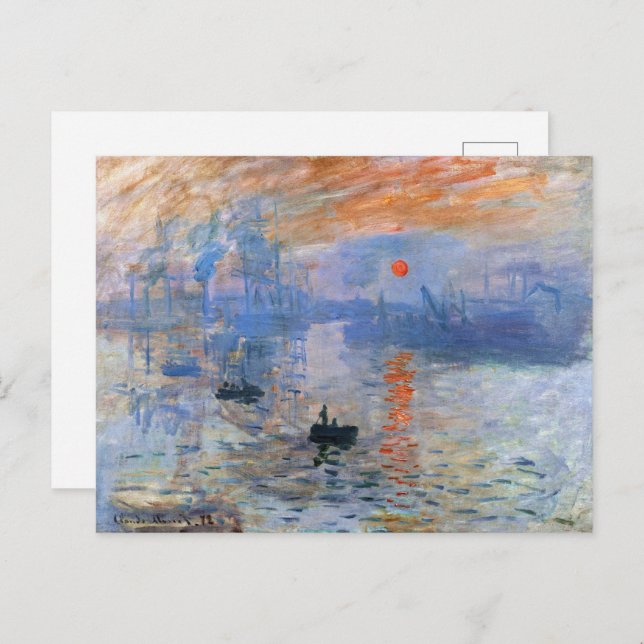 Carte Postale Claude Monet Impression Sunrise Classic Peinture (Devant / Derrière)