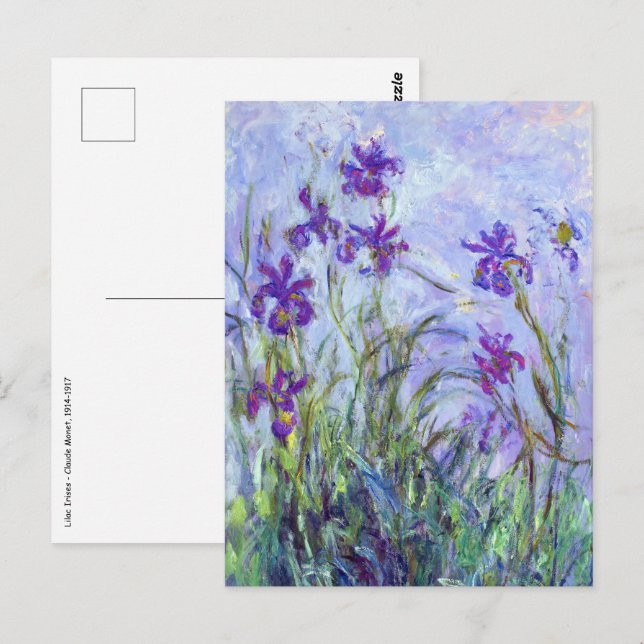 Carte Postale Claude Monet - Iris Mauves / Lilac Irises (Devant / Derrière)