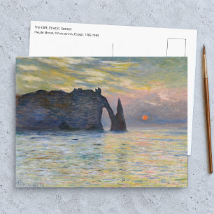 Carte Postale Claude Monet - La Falaise, Etretat, Coucher de sol