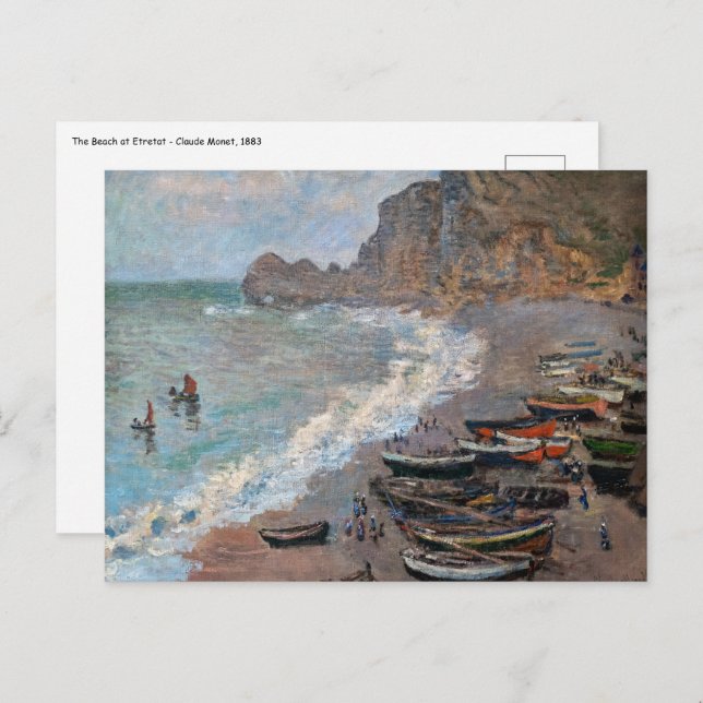 Carte Postale Claude Monet - La plage d'Etretat (Devant / Derrière)