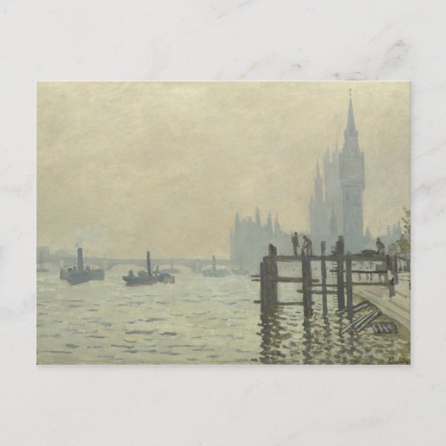 Carte Postale Claude Monet - La Tamise à Westminster (Devant)